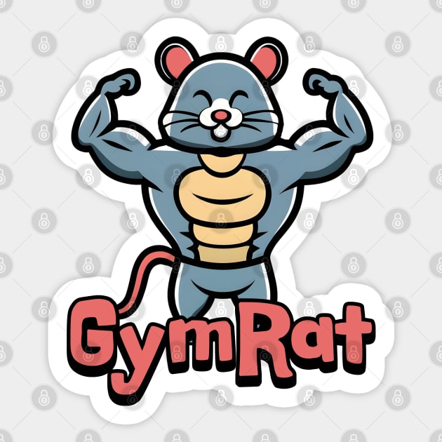 Gymrat Cute Muscular Rat Sticker by Cute And Punny